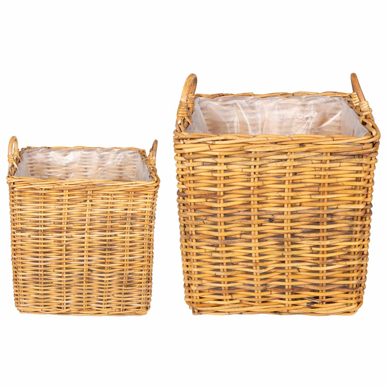 Pflanzer Korb mit Speicher 2 Stk. Naturbraun Lacak Rattan