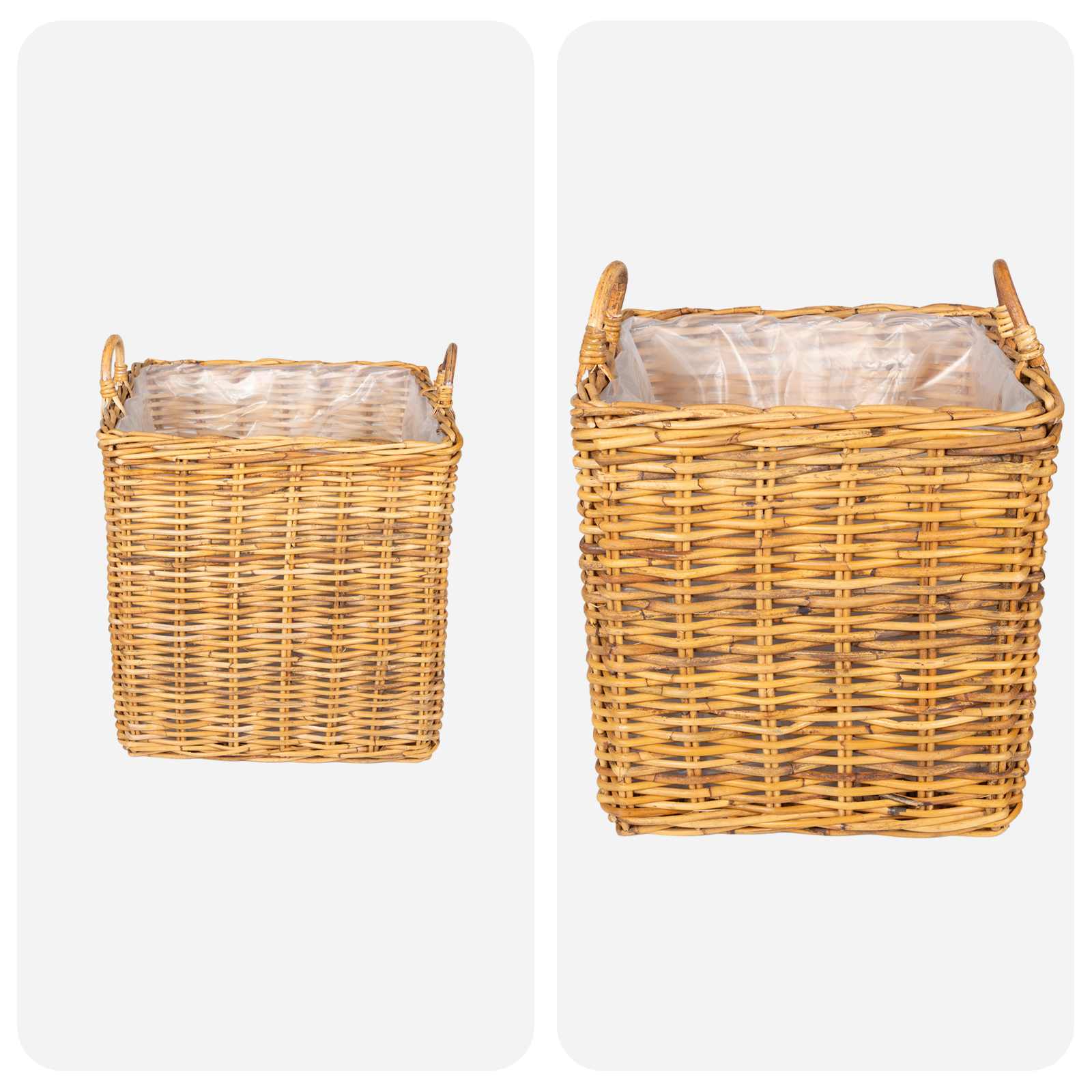 Pflanzer Korb mit Speicher 2 Stk. Naturbraun Lacak Rattan