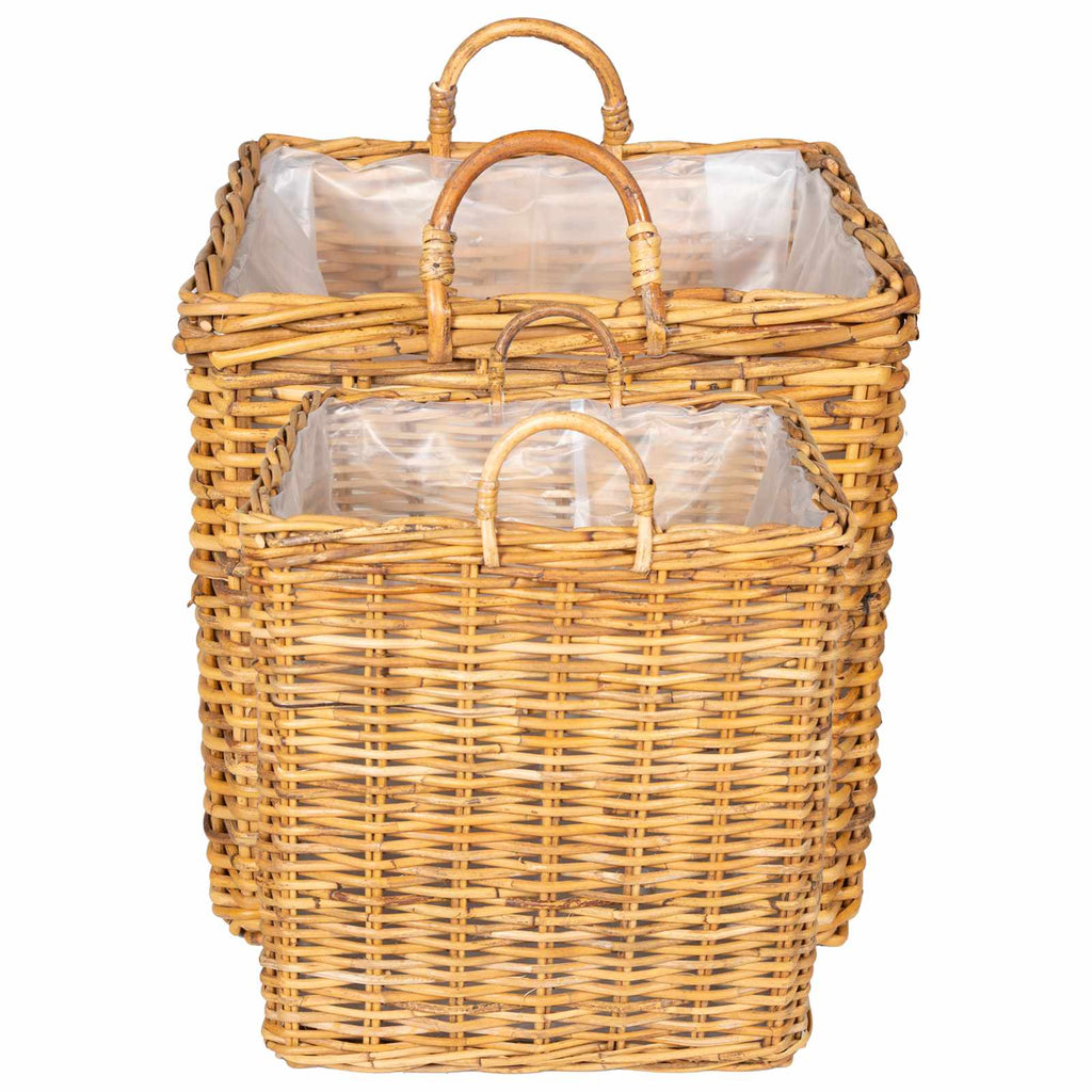 Pflanzer Korb mit Speicher 2 Stk. Naturbraun Lacak Rattan