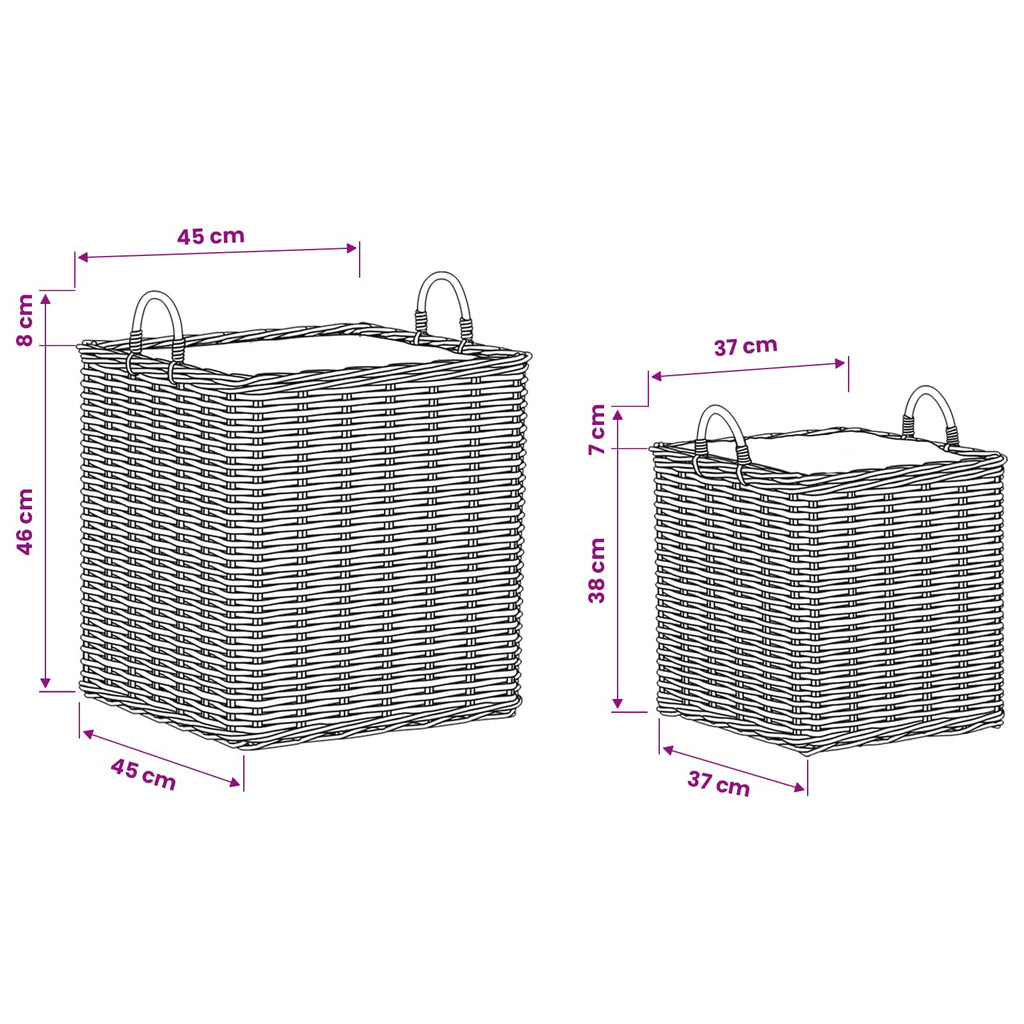 Pflanzer Korb mit Speicher 2 Stk. Naturbraun Lacak Rattan