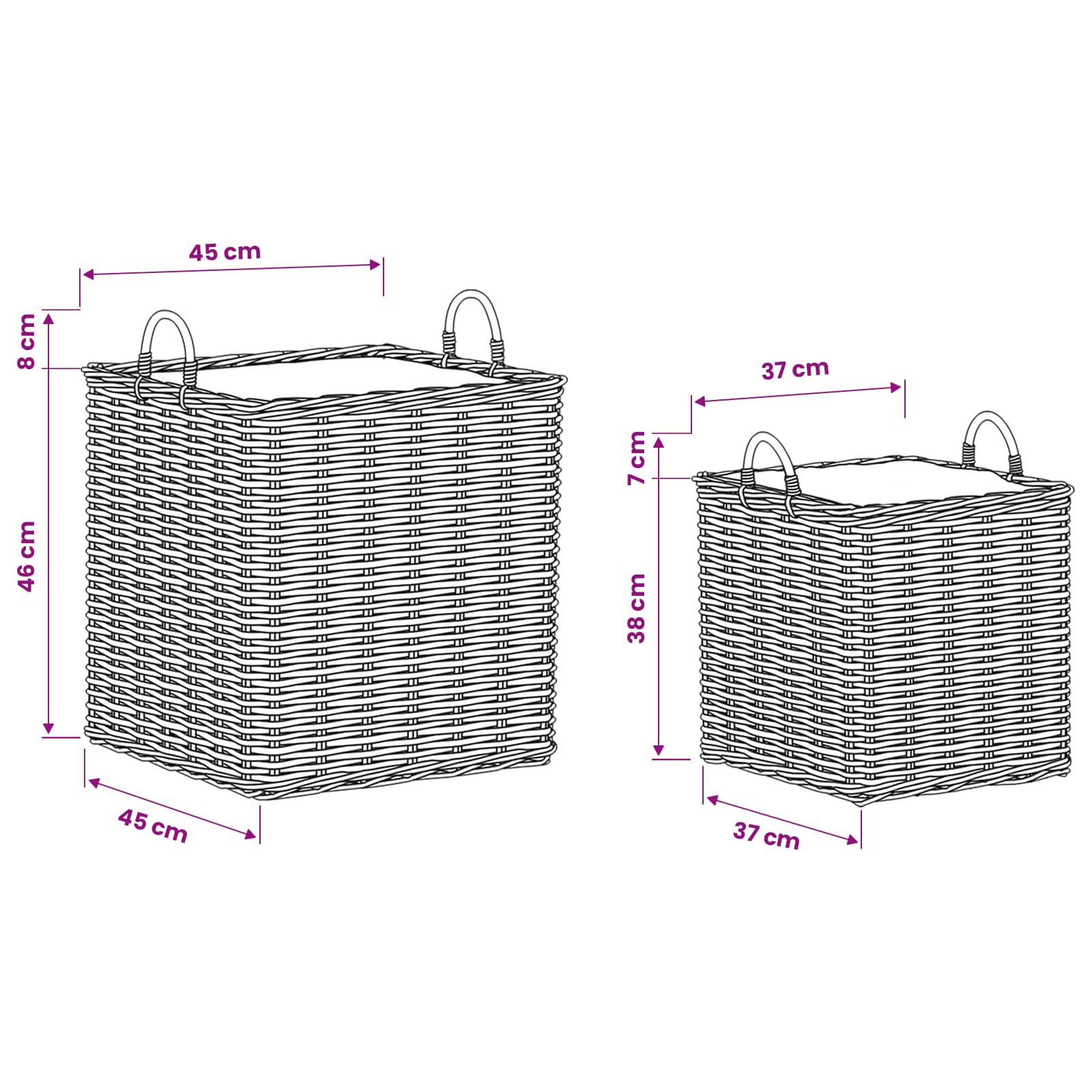 Pflanzer Korb mit Speicher 2 Stk. Naturbraun Lacak Rattan