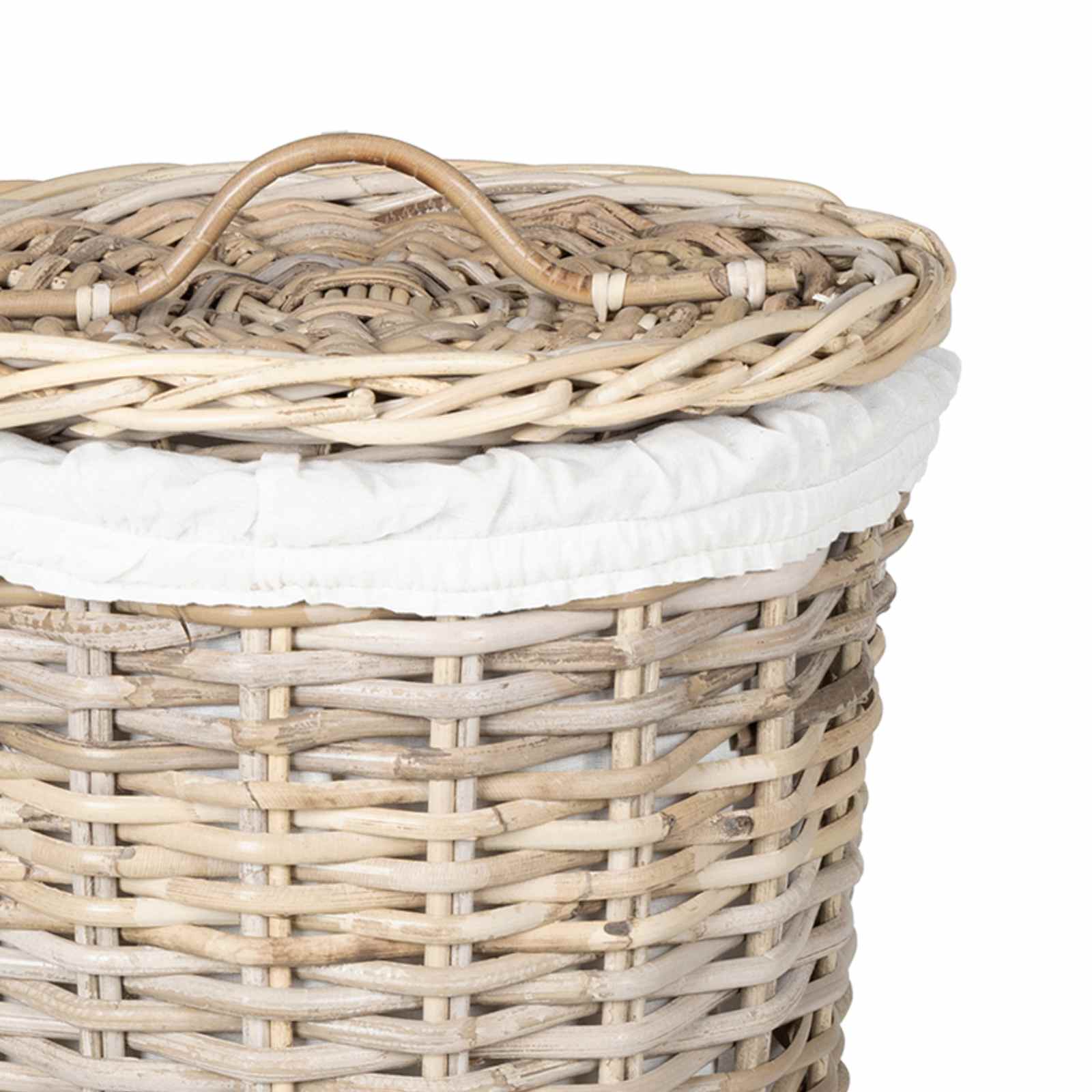 Wäschekorb mit Deckel 2 pcs Natürliches Grau Kubu Rattan