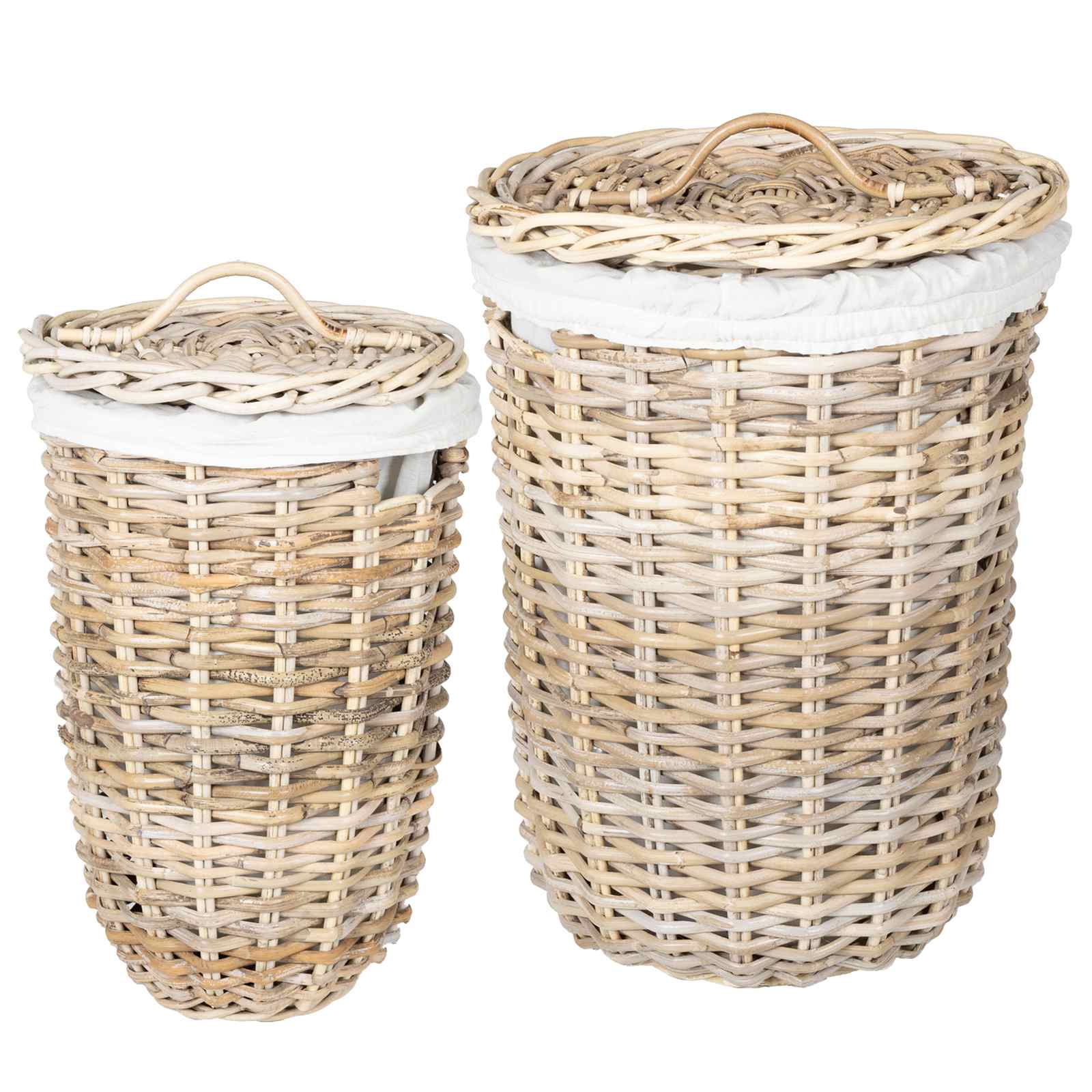 Wäschekorb mit Deckel 2 pcs Natürliches Grau Kubu Rattan