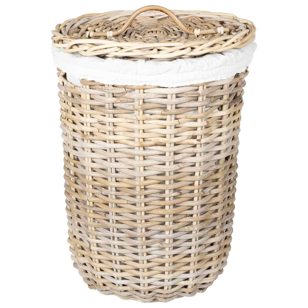Wäschekorb mit Deckel 2 pcs Natürliches Grau Kubu Rattan