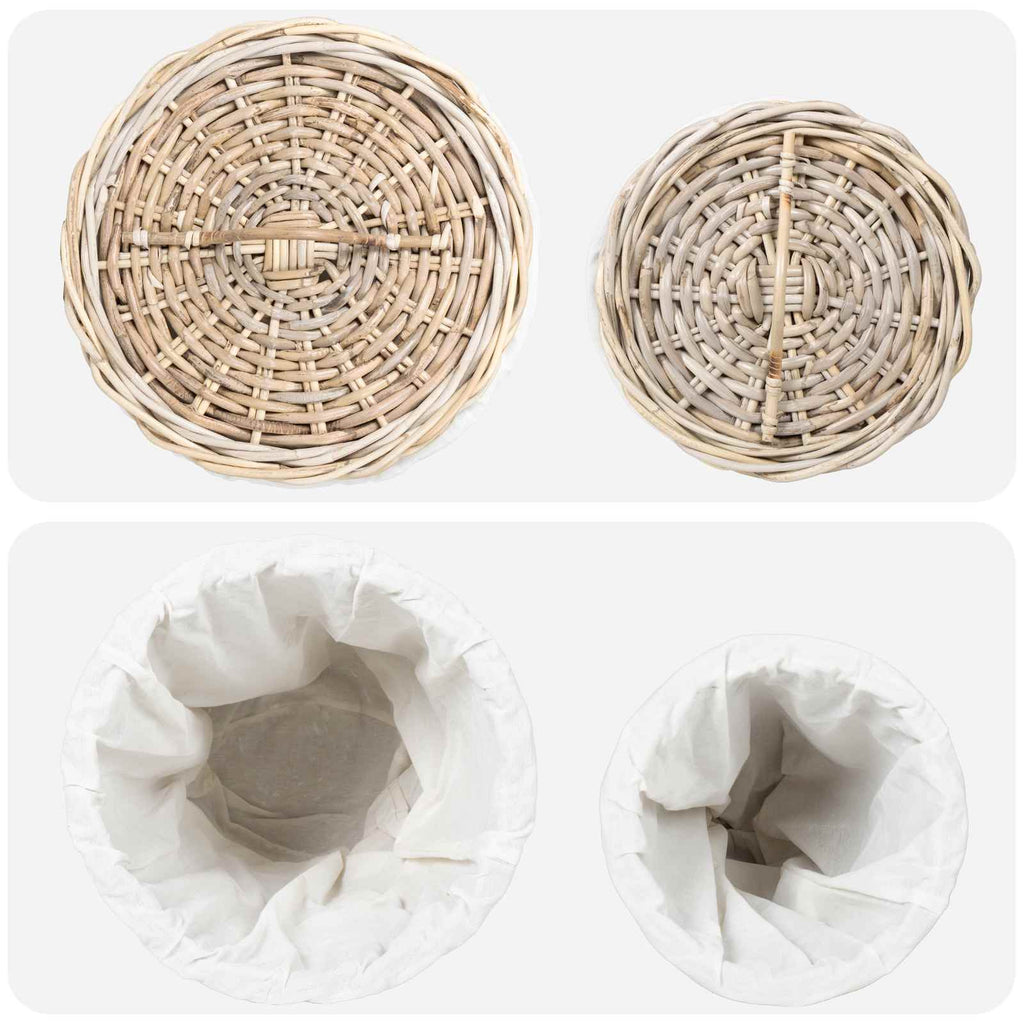 Wäschekorb mit Deckel 2 pcs Natürliches Grau Kubu Rattan