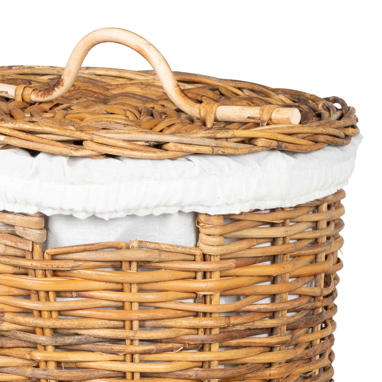 Wäschekorb mit Deckel 2 pcs Naturbraun Kubu Rattan