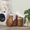 Wäschekorb mit Deckel 2 pcs Naturbraun Kubu Rattan