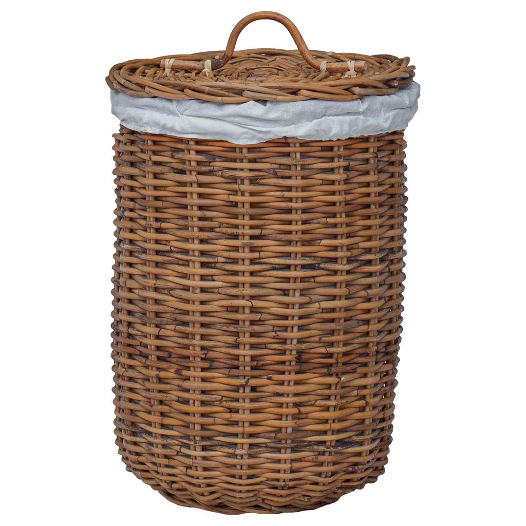 Wäschekorb mit Deckel 2 pcs Naturbraun Kubu Rattan