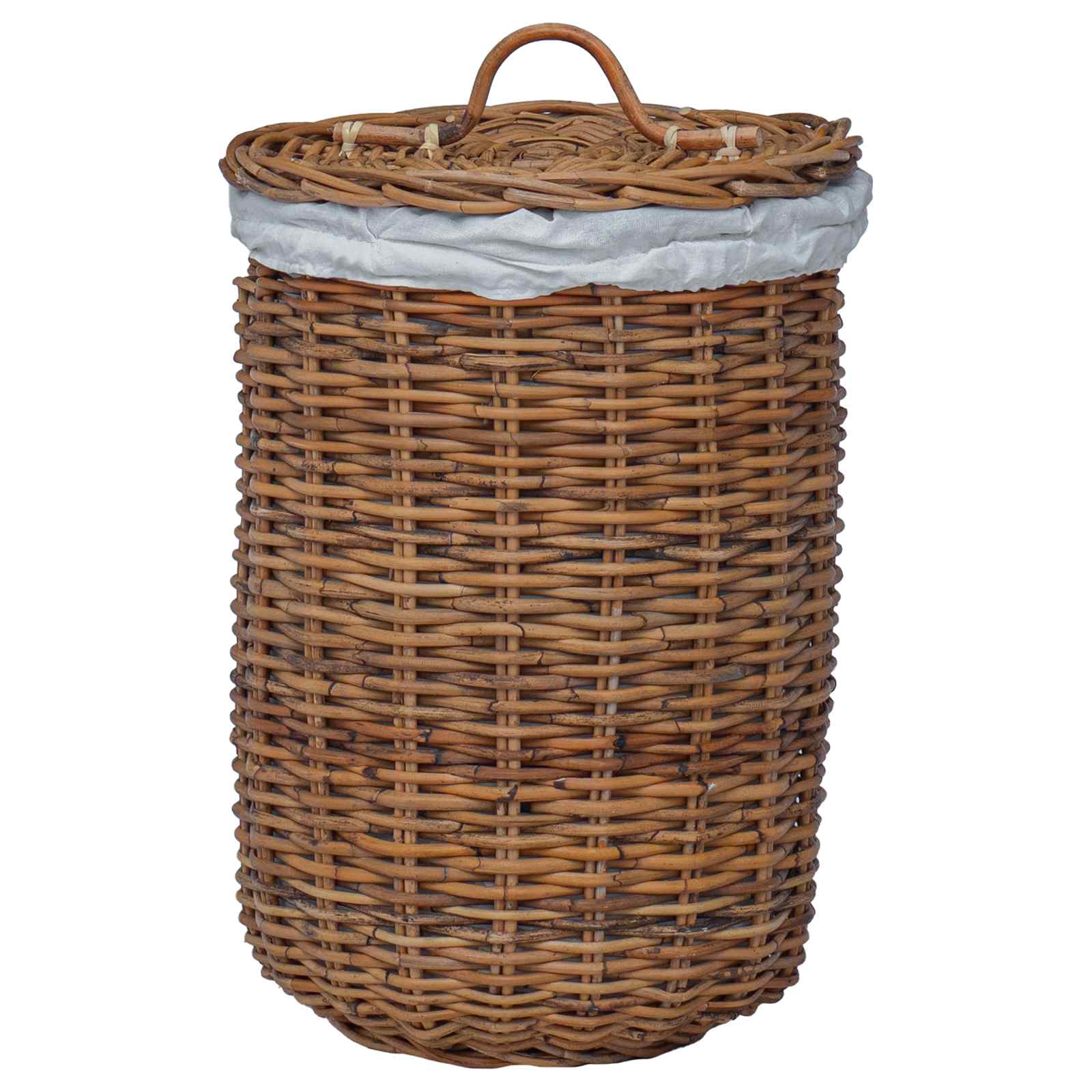 Wäschekorb mit Deckel 2 pcs Naturbraun Kubu Rattan