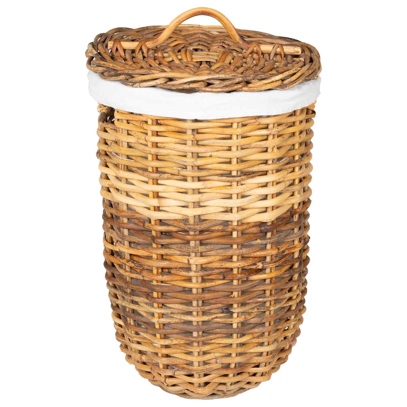 Wäschekorb mit Deckel 2 pcs Naturbraun Kubu Rattan