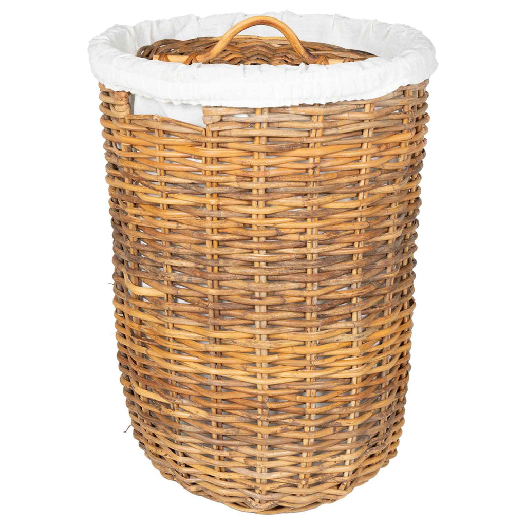 Wäschekorb mit Deckel 2 pcs Naturbraun Kubu Rattan