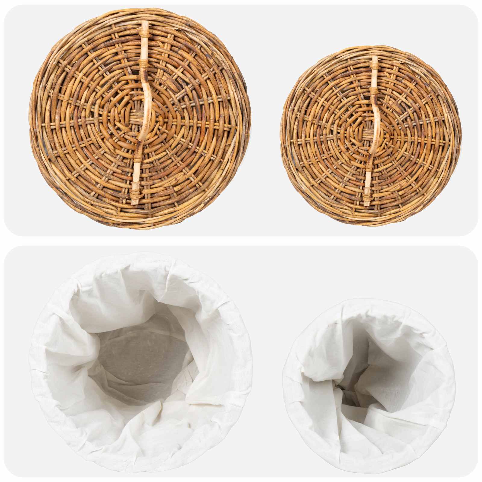 Wäschekorb mit Deckel 2 pcs Naturbraun Kubu Rattan