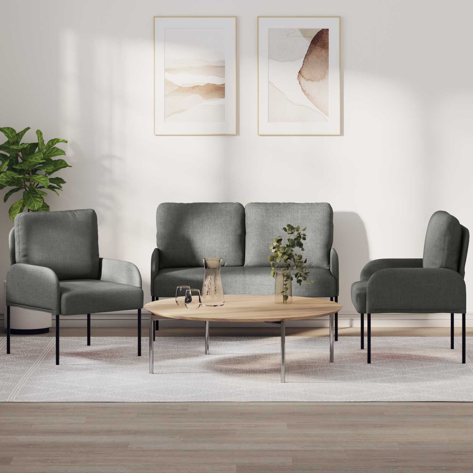 Sofagarnituren 3 pcs Dunkelgrau 115 x 56 x 80 cm Sperrholz