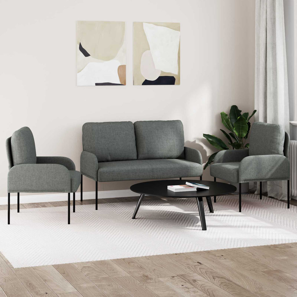 Sofagarnituren 3 pcs Dunkelgrau 115 x 56 x 80 cm Sperrholz