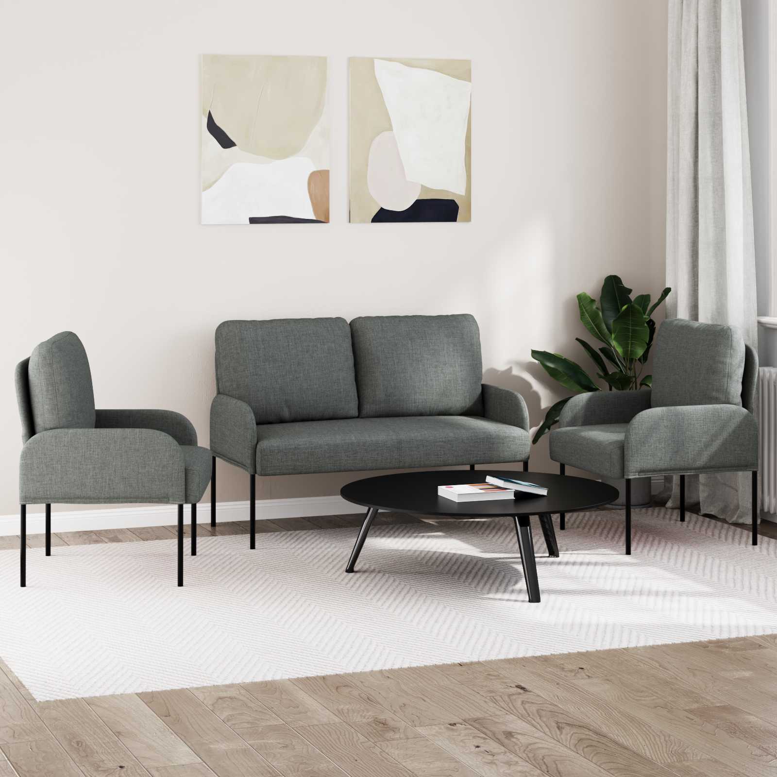 Sofagarnituren 3 pcs Dunkelgrau 115 x 56 x 80 cm Sperrholz