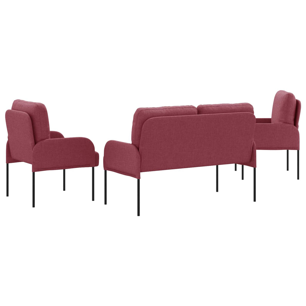 Sofagarnituren 3 pcs Weinrot 115 x 56 x 80 cm Sperrholz