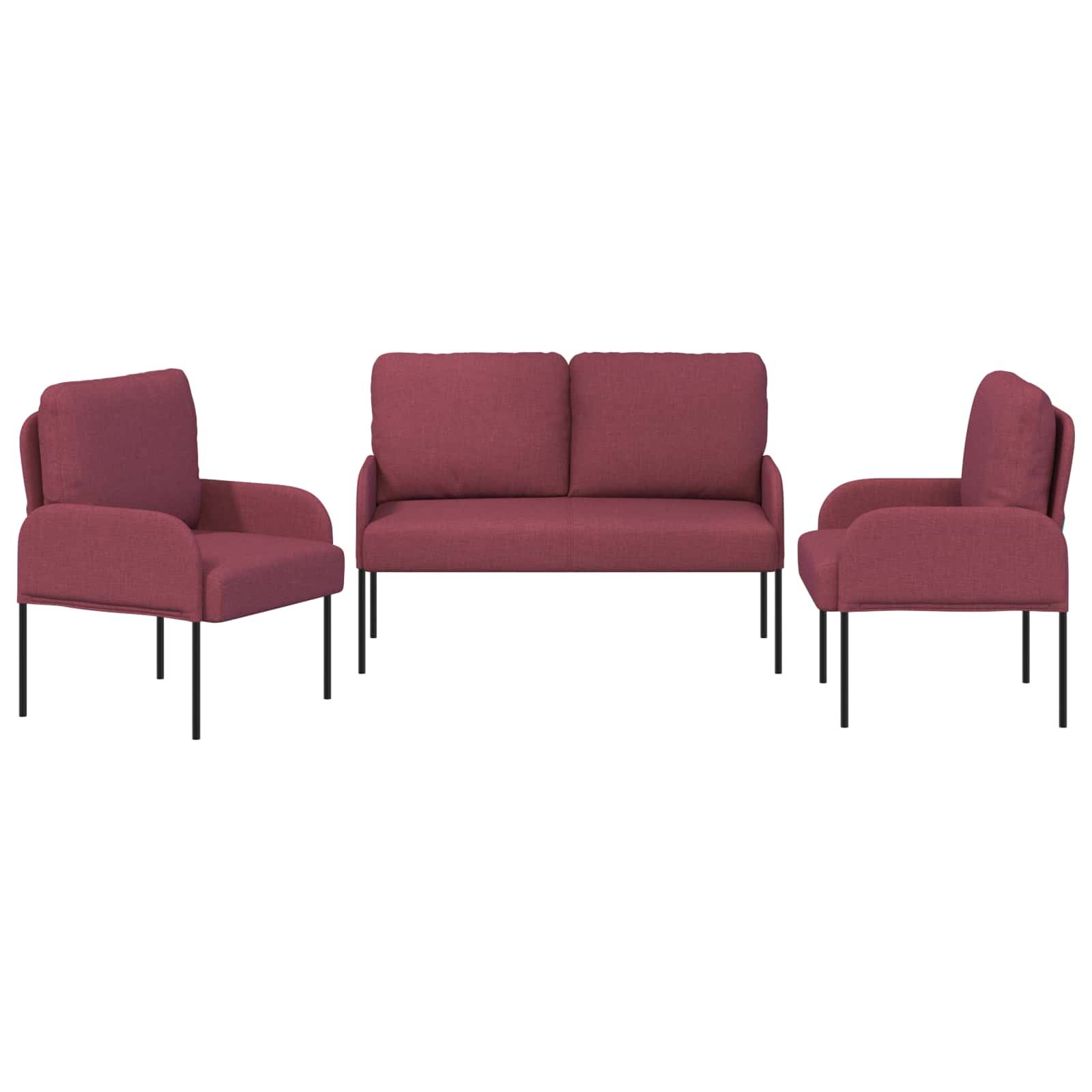 Sofagarnituren 3 pcs Weinrot 115 x 56 x 80 cm Sperrholz