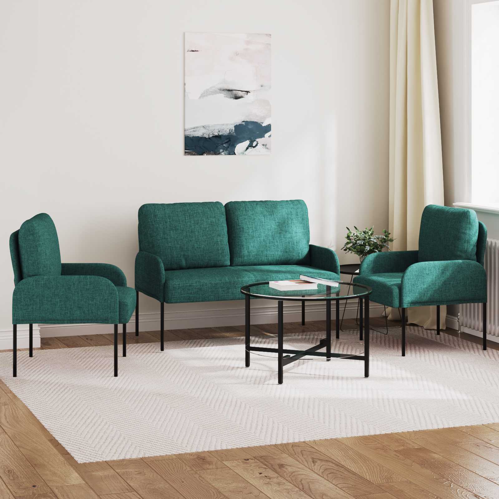 Sofagarnituren 3 pcs Dunkelgrün 115 x 56 x 80 cm Sperrholz