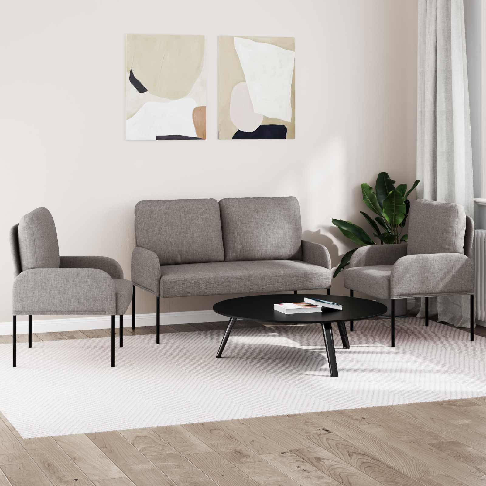 Sofagarnituren 3 pcs Taupe 115 x 56 x 80 cm Sperrholz