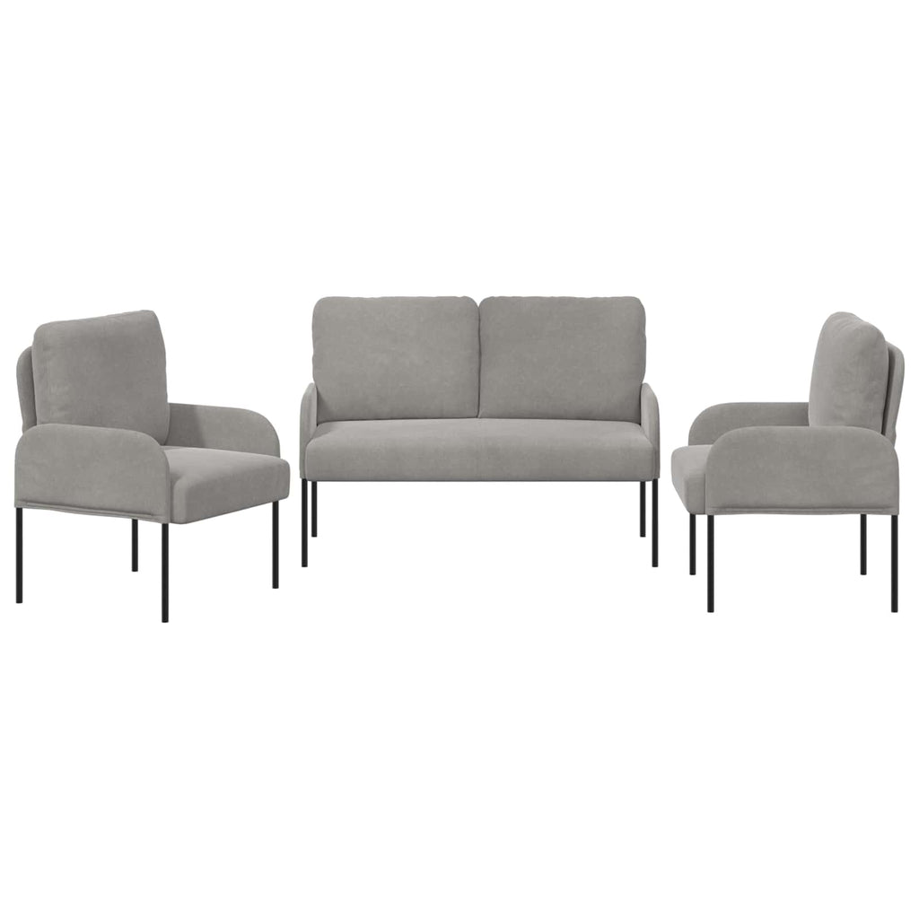Sofagarnituren 3 pcs Hellgrau 115 x 56 x 80 cm Sperrholz