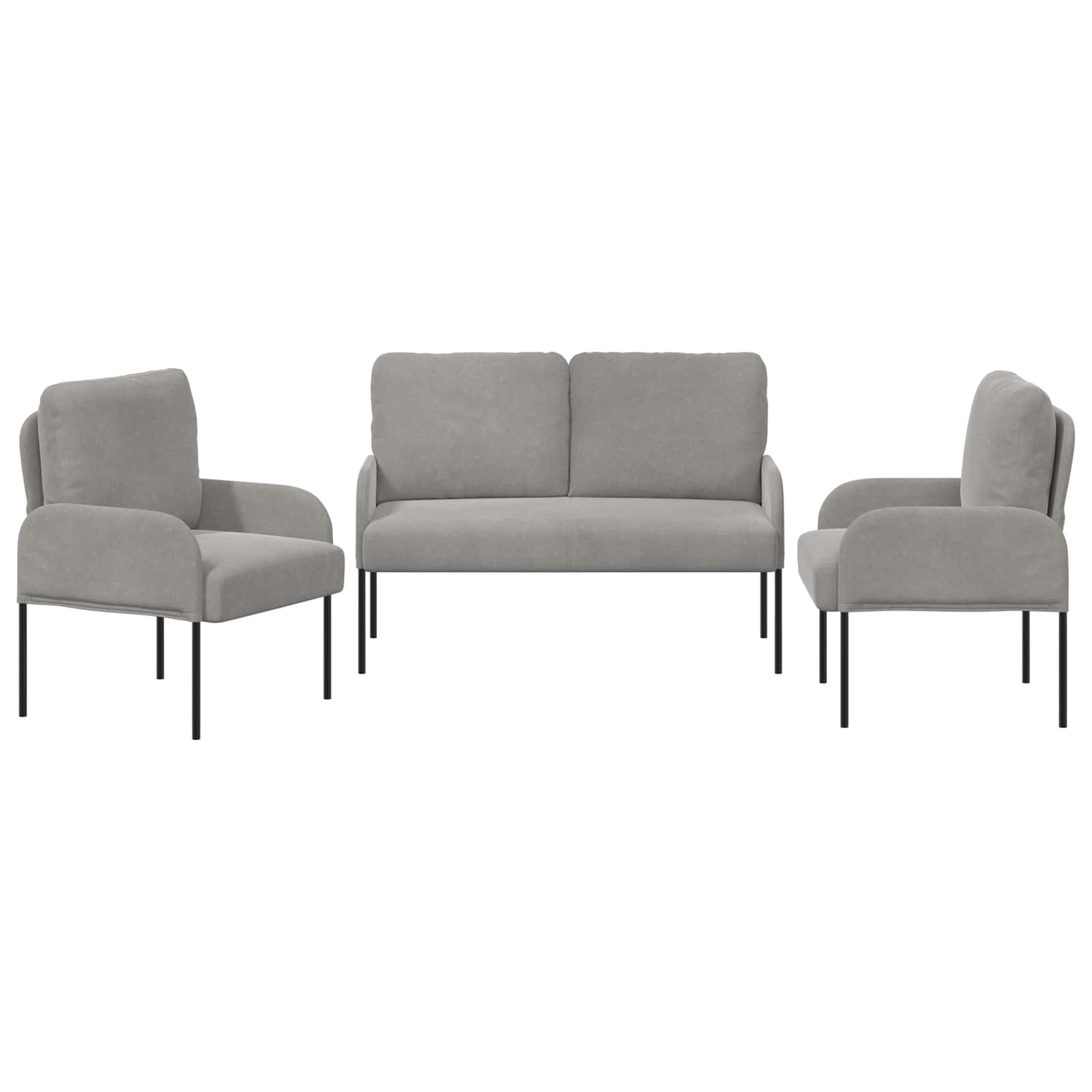 Sofagarnituren 3 pcs Hellgrau 115 x 56 x 80 cm Sperrholz