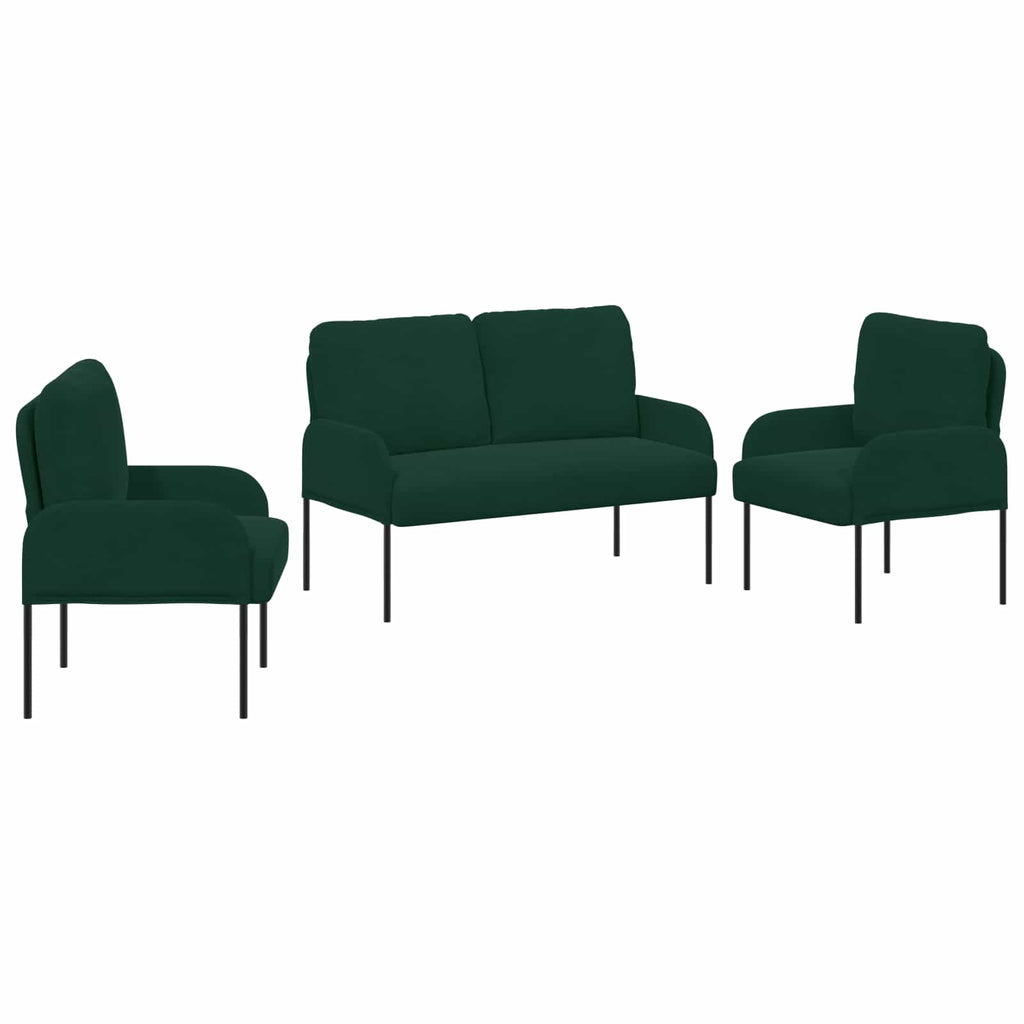 Sofagarnituren 3 pcs Dunkelgrün 115 x 56 x 80 cm Sperrholz