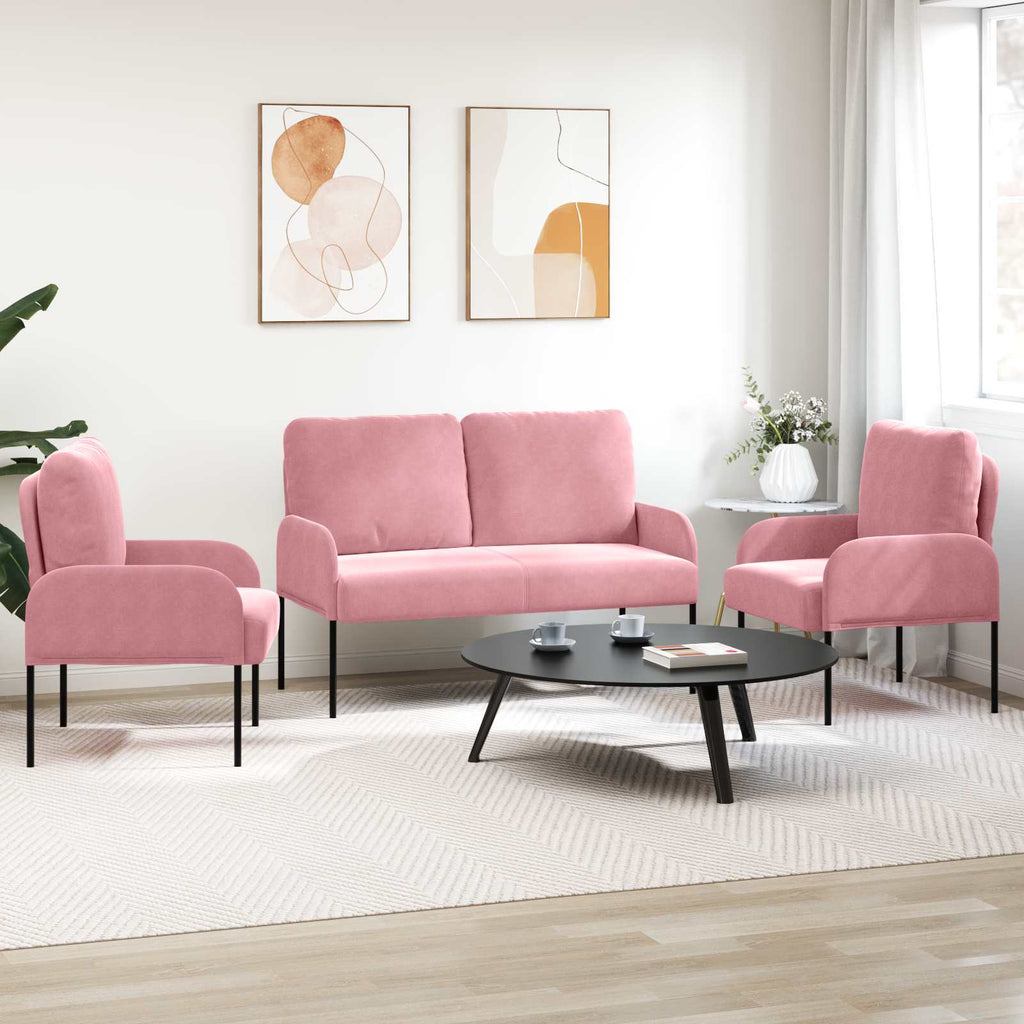 Sofagarnituren mit Kissen 3 pcs Rosa 115 x 56 x 80 cm Sperrholz