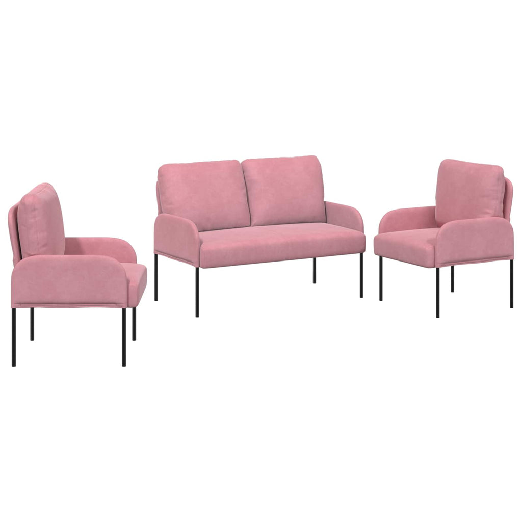 Sofagarnituren mit Kissen 3 pcs Rosa 115 x 56 x 80 cm Sperrholz