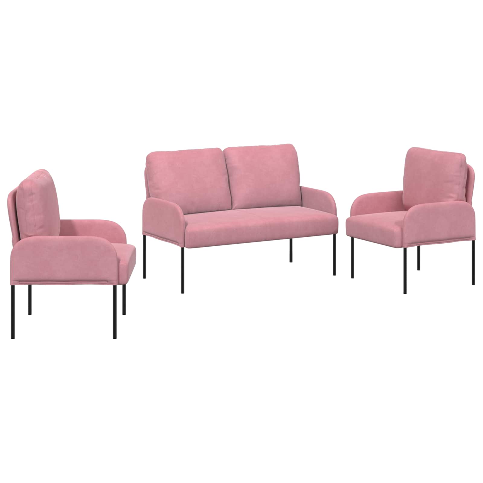 Sofagarnituren mit Kissen 3 pcs Rosa 115 x 56 x 80 cm Sperrholz