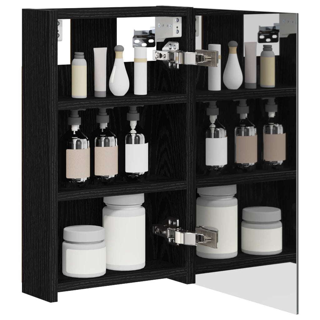 Badezimmerspiegelschrank Schwarz Eichen-Optik 30 x 10,5 x 50 cm