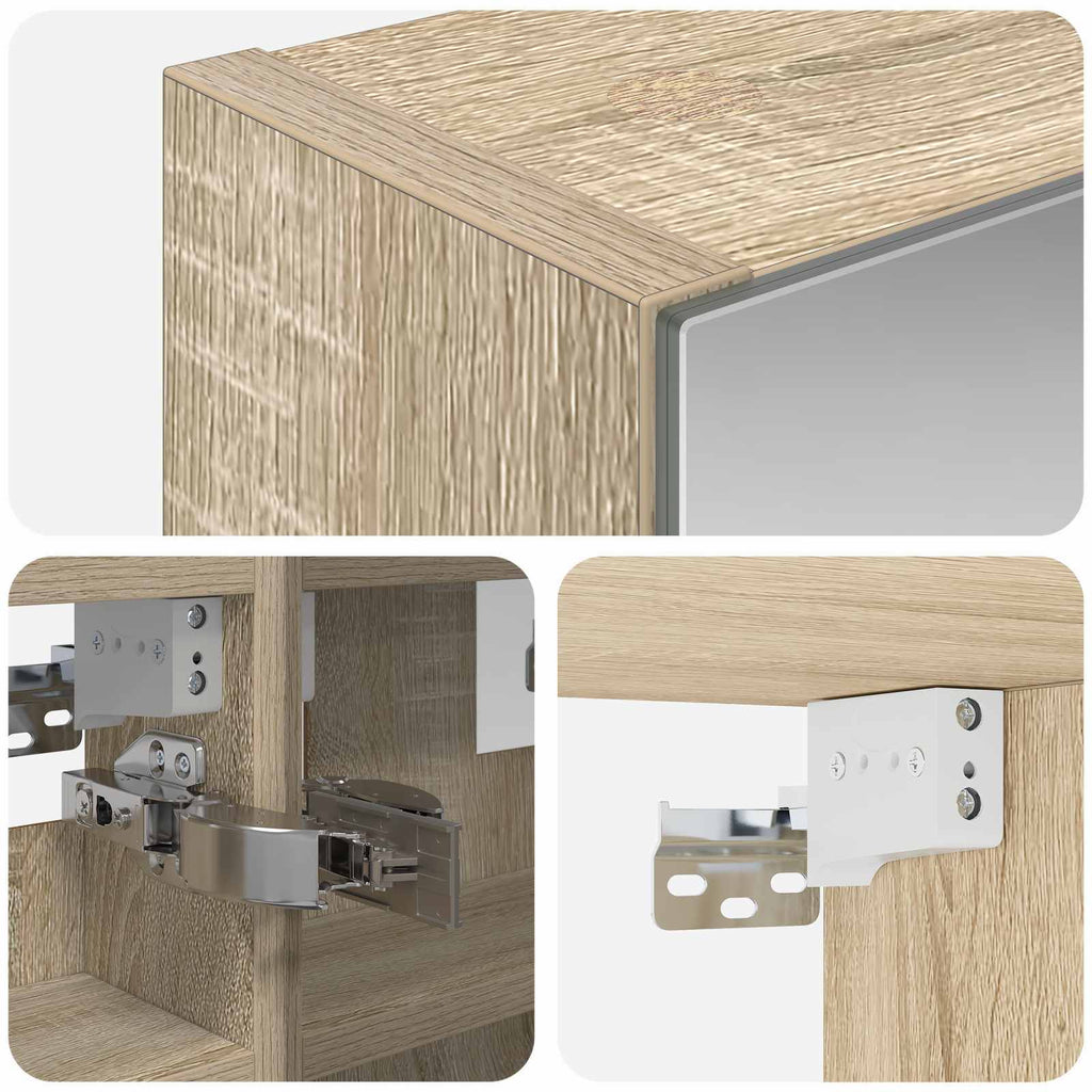Badezimmerspiegelschrank mit Tür Sonoma-Eiche 30 x 10,5 x 50 cm
