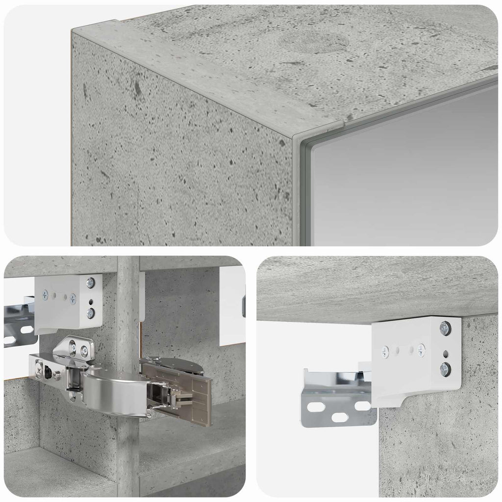 Badezimmerspiegelschrank mit Regal Beton Grau 30 x 10,5 x 50 cm
