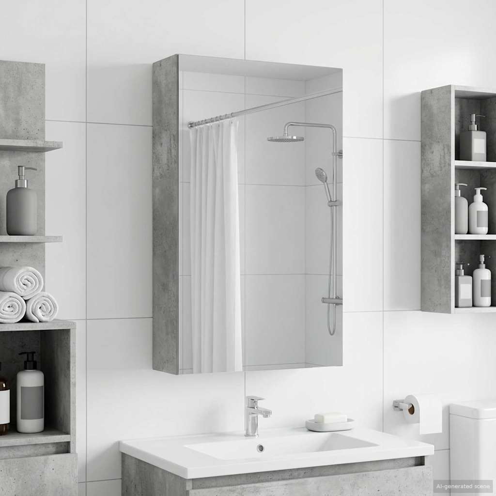 Badezimmerspiegelschrank mit Regal Beton Grau 30 x 10,5 x 50 cm
