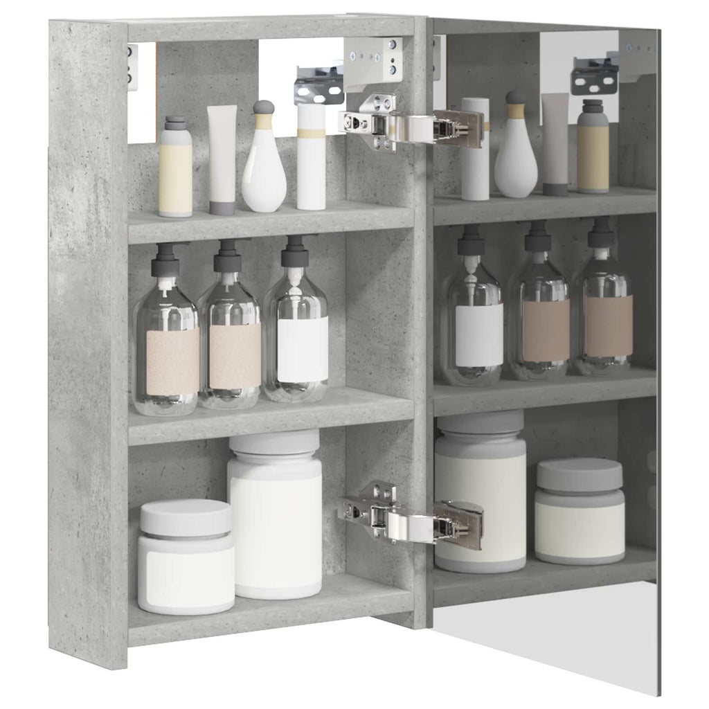 Badezimmerspiegelschrank mit Regal Beton Grau 30 x 10,5 x 50 cm