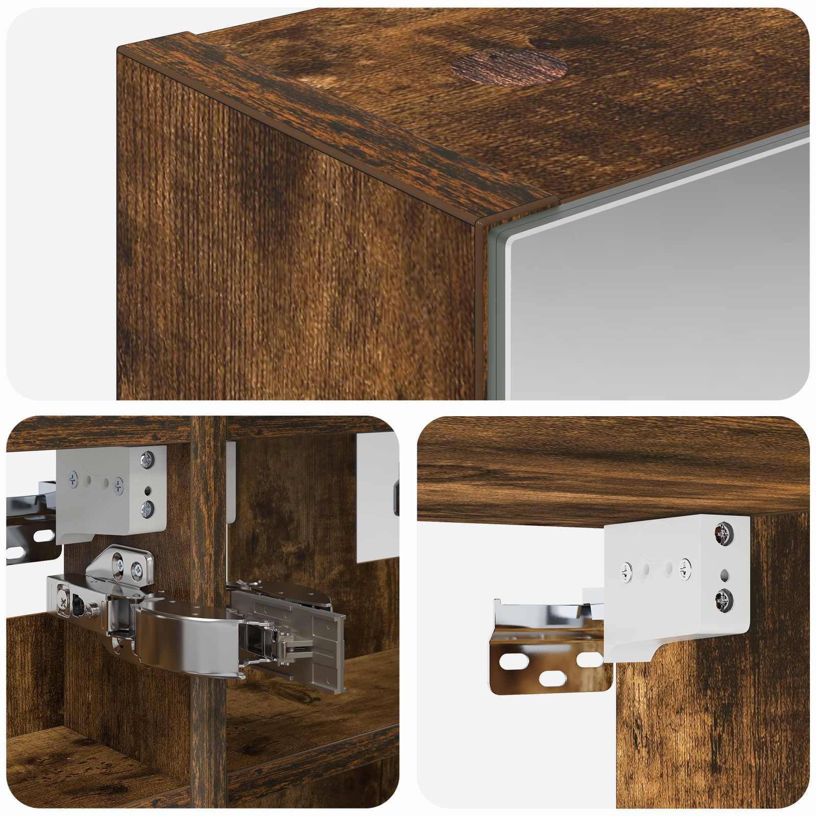 Badezimmerspiegelschrank Geräucherte Eiche 30 x 10,5 x 50 cm