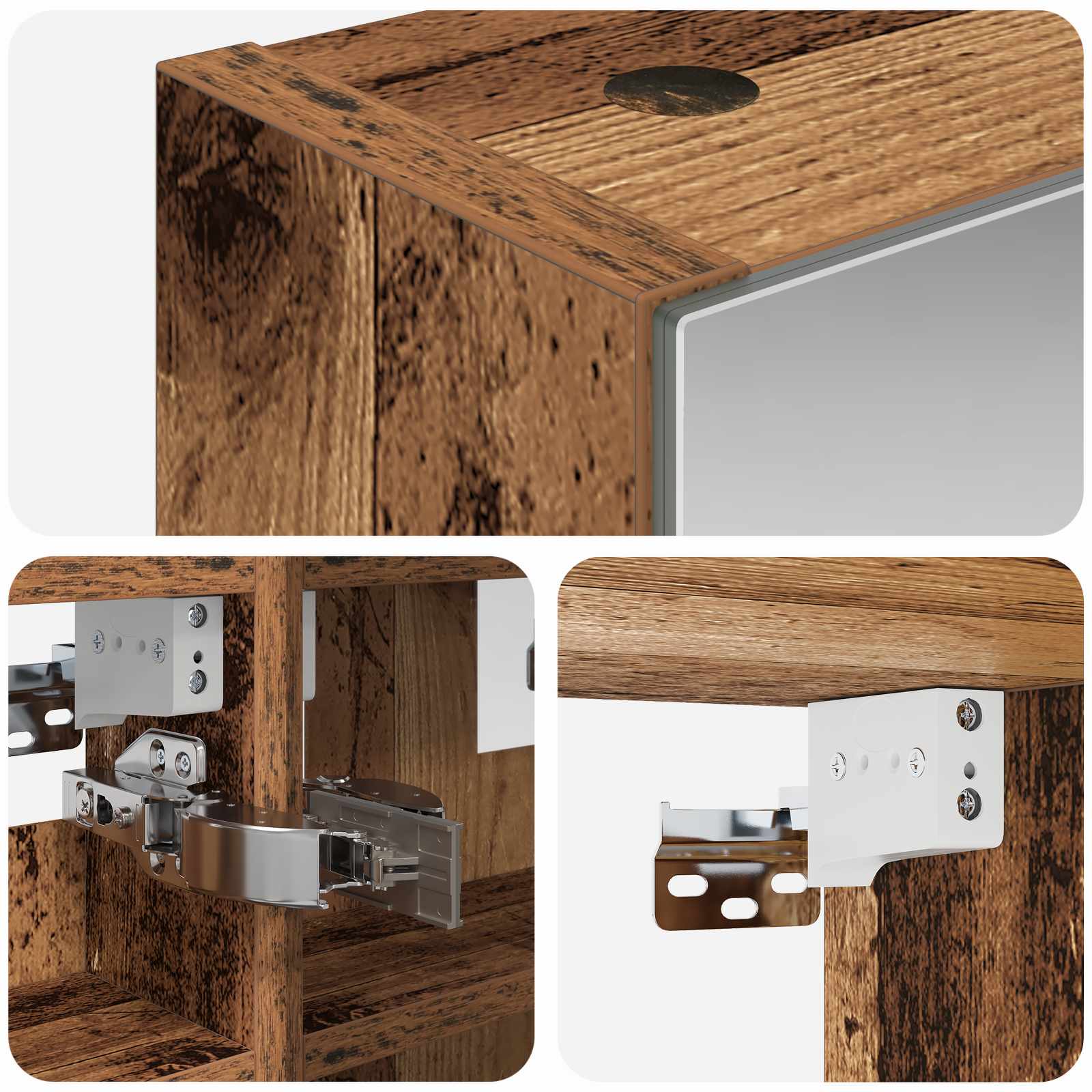 Badezimmerspiegelschrank mit Regal Altholz 30 x 10,5 x 50 cm
