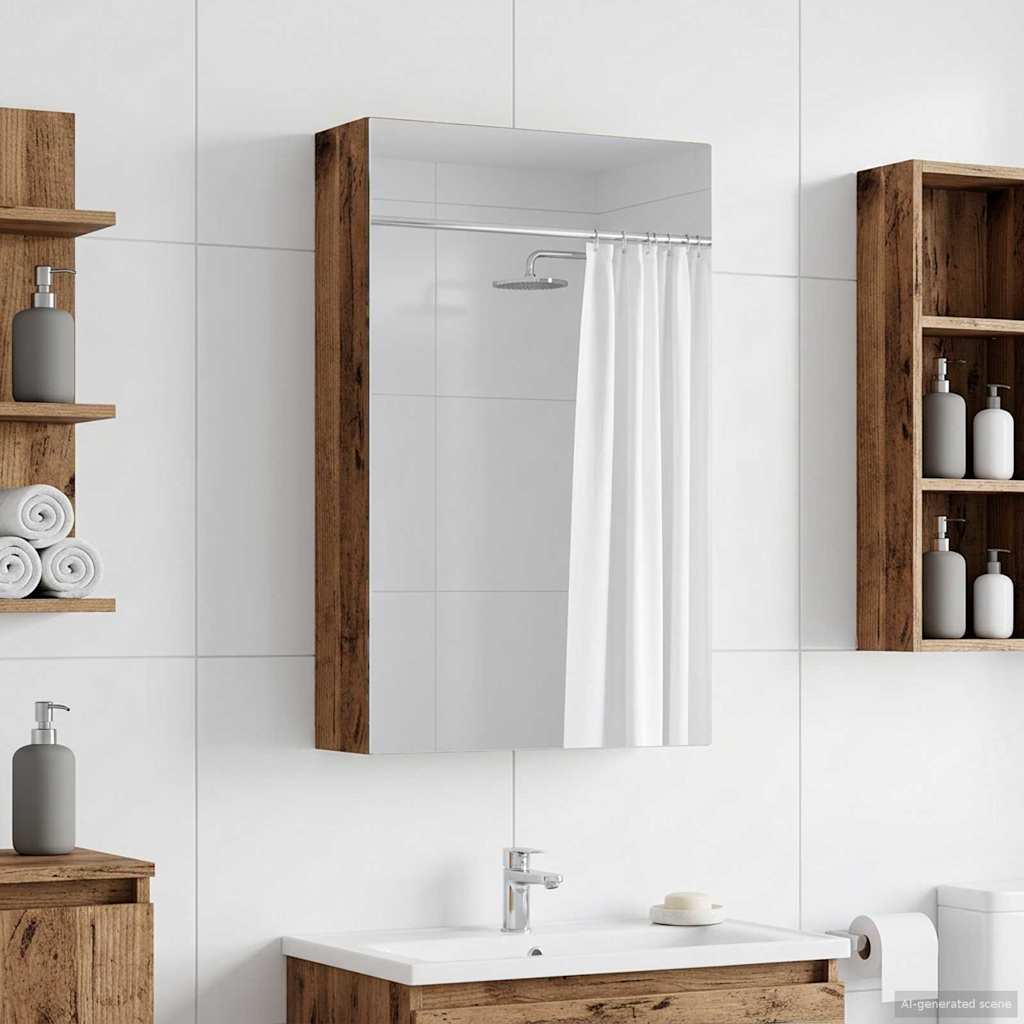 Badezimmerspiegelschrank mit Regal Altholz 30 x 10,5 x 50 cm
