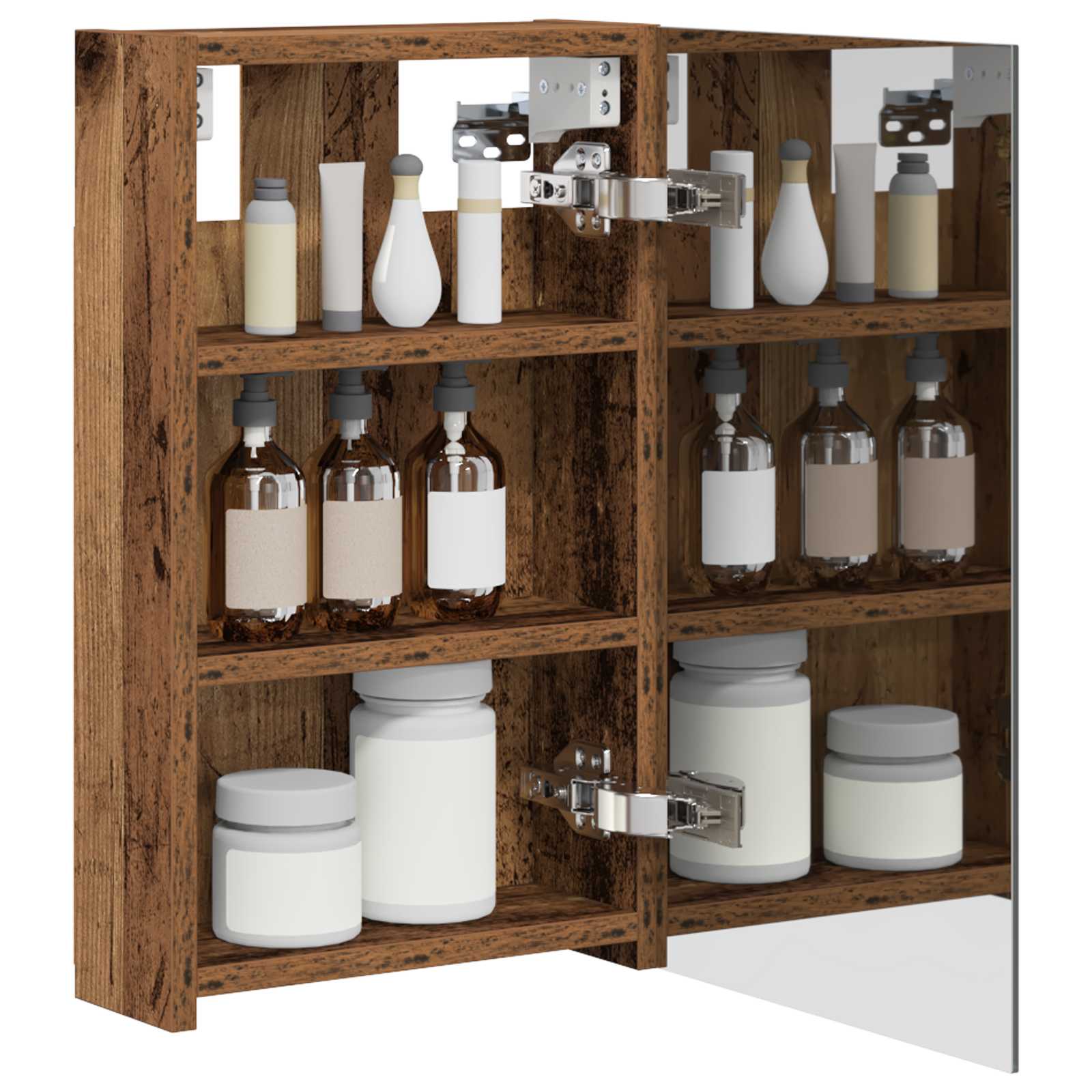 Badezimmerspiegelschrank mit Regal Altholz 30 x 10,5 x 50 cm