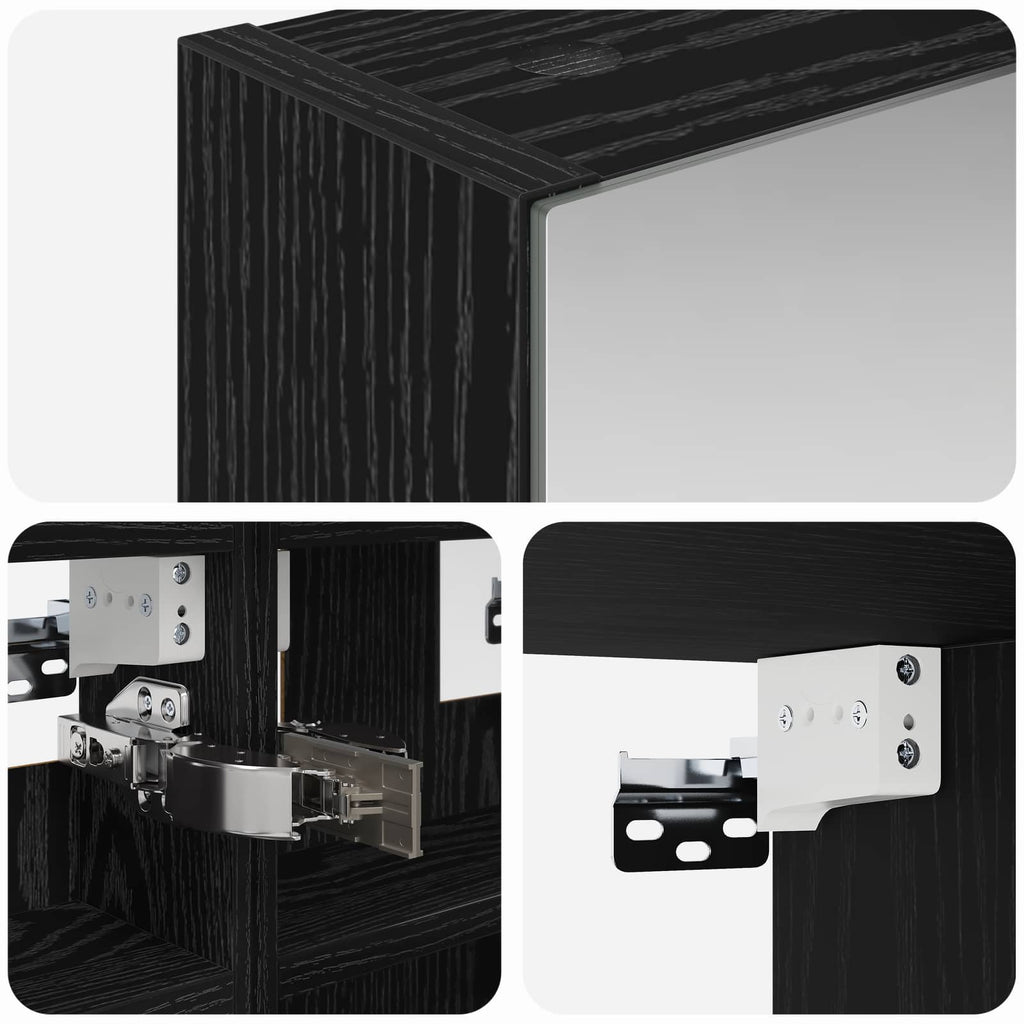 Badezimmerspiegelschrank Schwarz Eichen-Optik 30 x 10,5 x 50 cm
