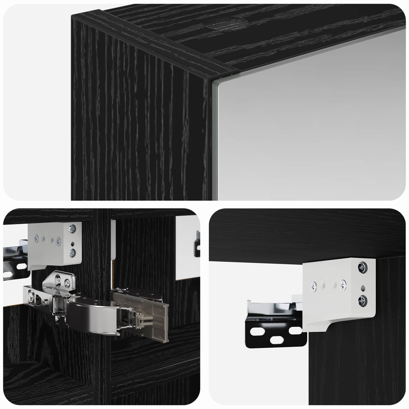 Badezimmerspiegelschrank Schwarz Eichen-Optik 30 x 10,5 x 50 cm