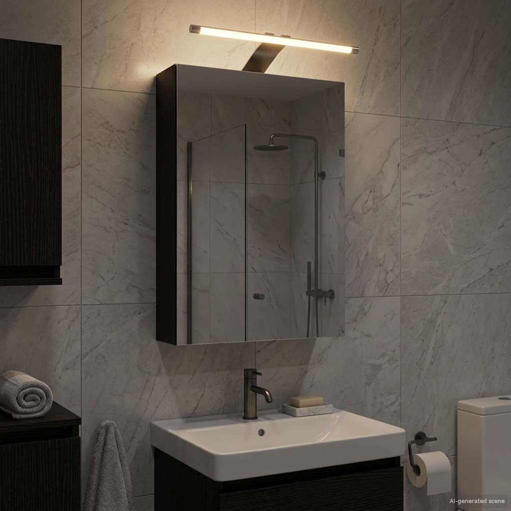 Badezimmerspiegelschrank Schwarz Eichen-Optik 30 x 10,5 x 50 cm