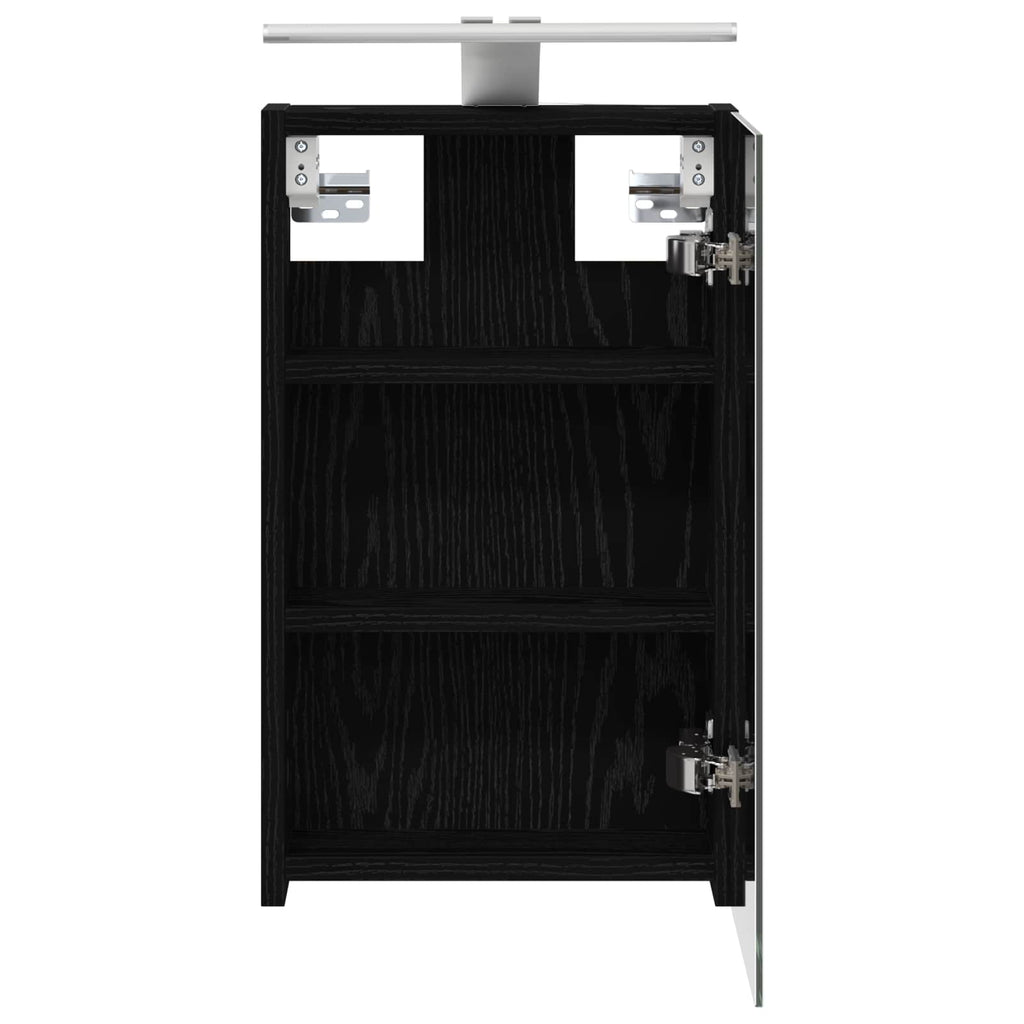 Badezimmerspiegelschrank Schwarz Eichen-Optik 30 x 10,5 x 50 cm