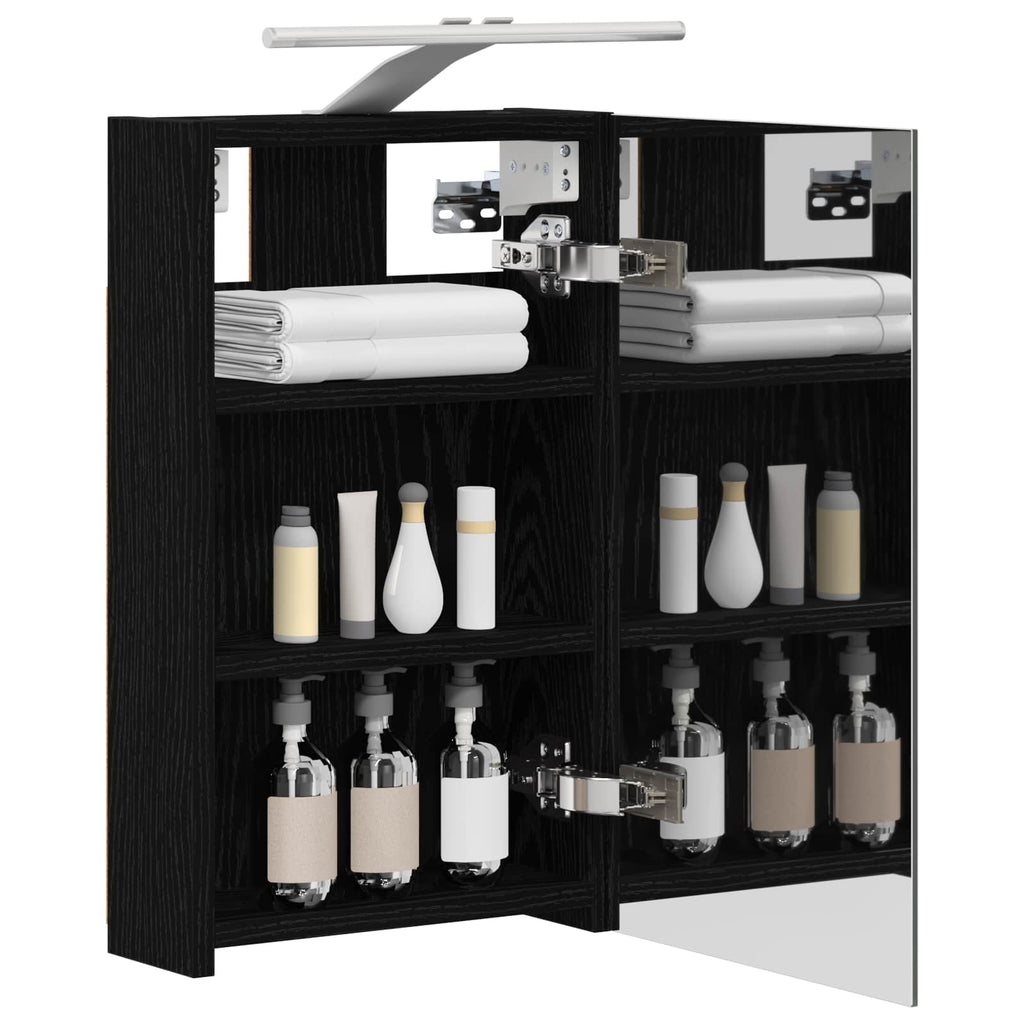 Badezimmerspiegelschrank Schwarz Eichen-Optik 30 x 10,5 x 50 cm