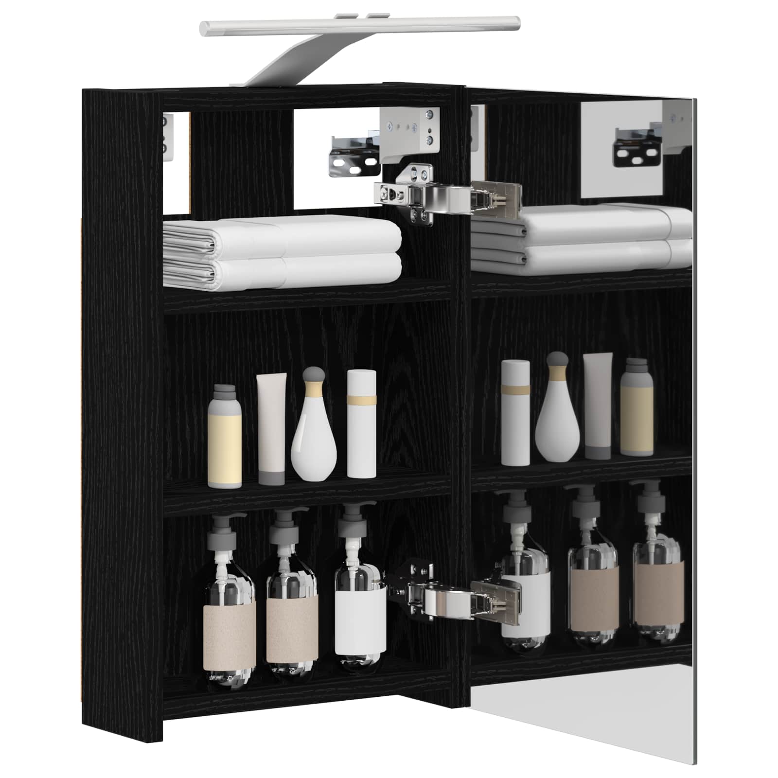 Badezimmerspiegelschrank Schwarz Eichen-Optik 30 x 10,5 x 50 cm