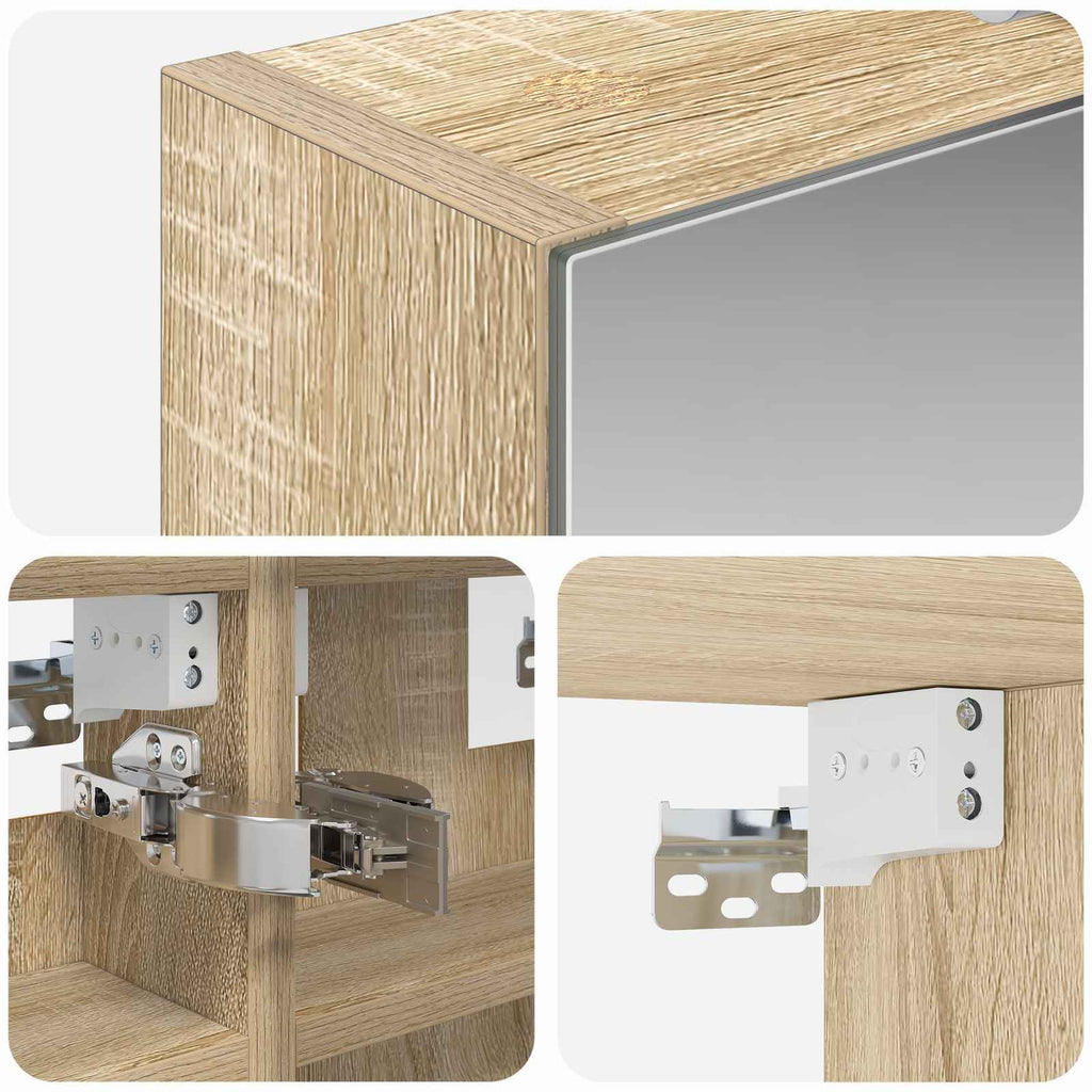 Badezimmerspiegelschrank mit Tür Sonoma-Eiche 30 x 10,5 x 50 cm