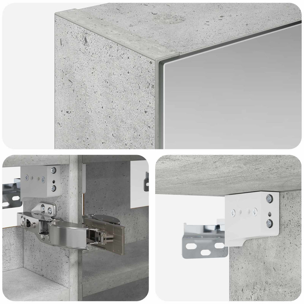 Badezimmerspiegelschrank mit Regal Beton Grau 30 x 10,5 x 50 cm