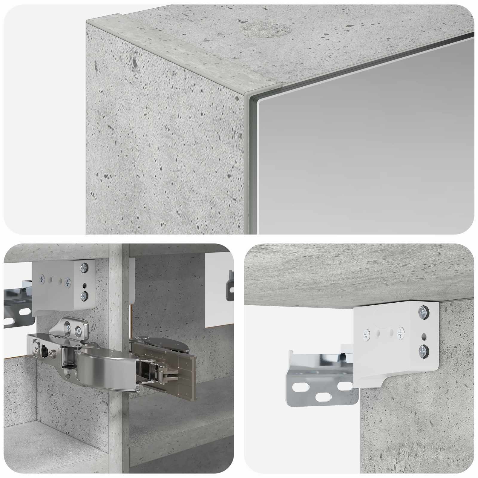 Badezimmerspiegelschrank mit Regal Beton Grau 30 x 10,5 x 50 cm
