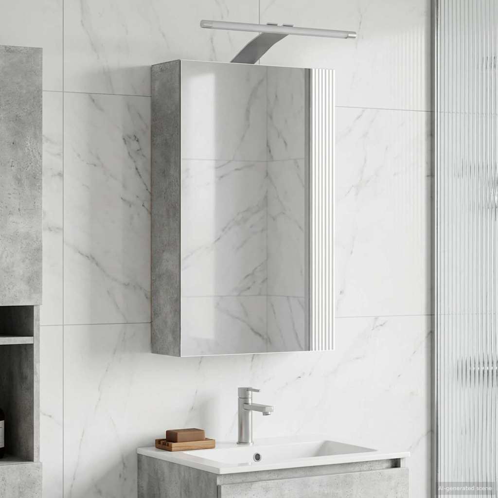 Badezimmerspiegelschrank mit Regal Beton Grau 30 x 10,5 x 50 cm