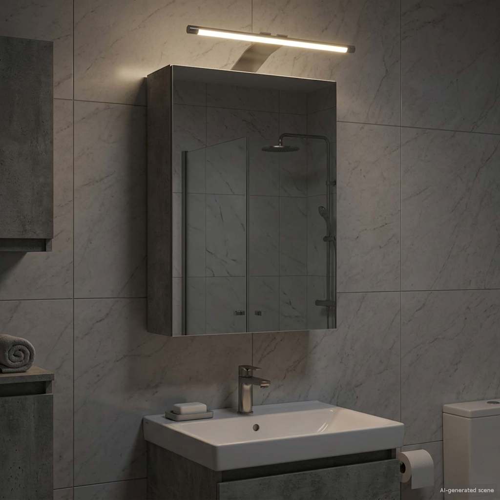 Badezimmerspiegelschrank mit Regal Beton Grau 30 x 10,5 x 50 cm
