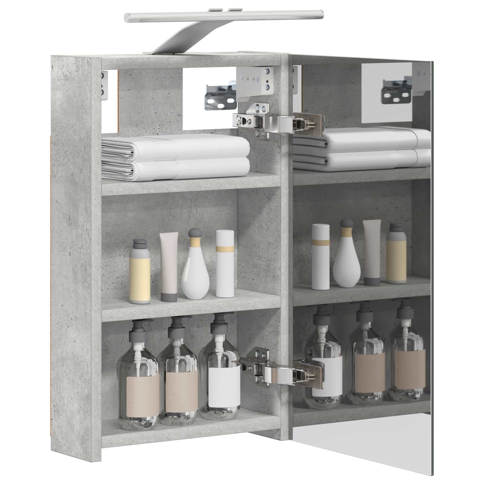 Badezimmerspiegelschrank mit Regal Beton Grau 30 x 10,5 x 50 cm